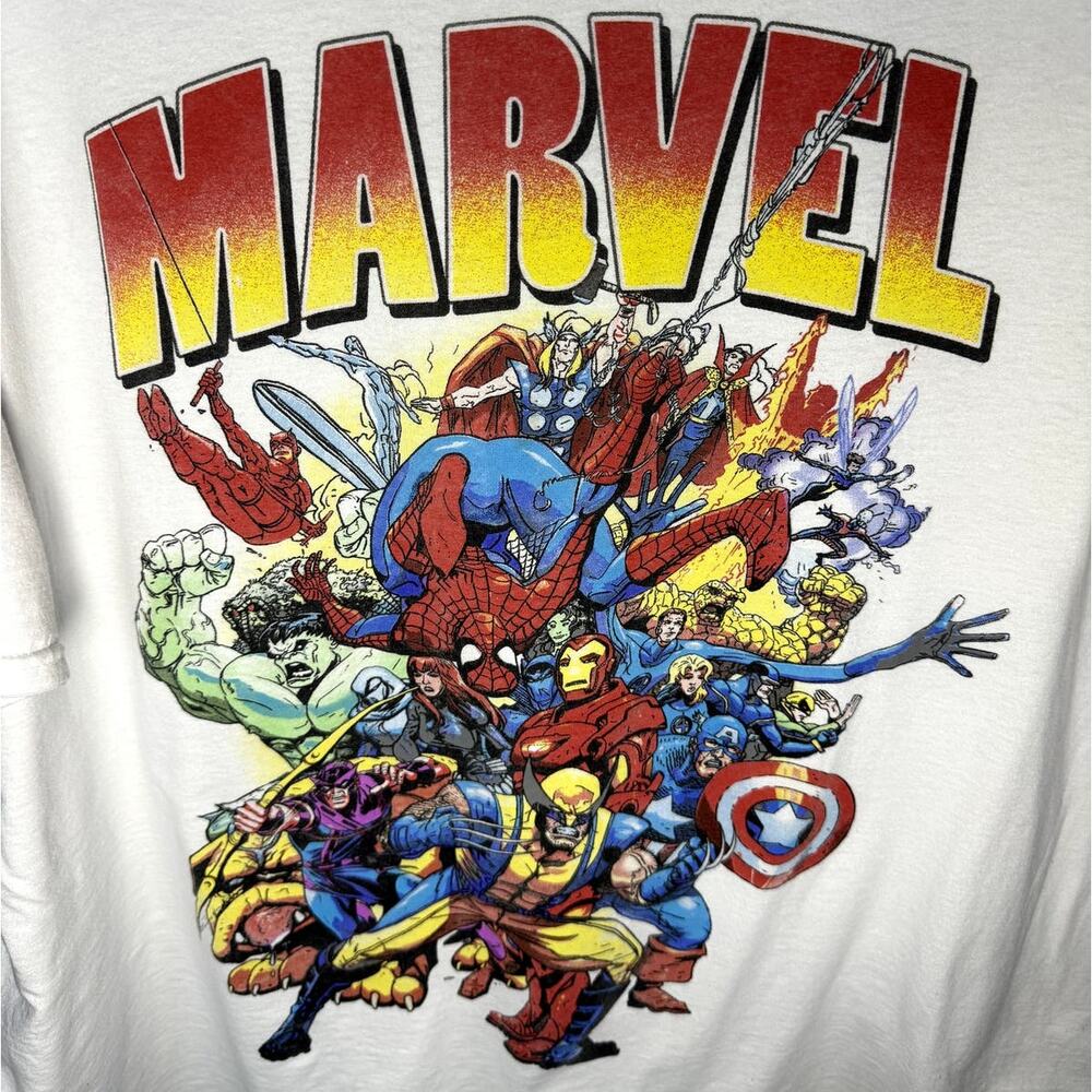 Marvel Mens XXXL Crew Neck White T-Shirt 54x34 Big and Tall - Picture 3 of 6